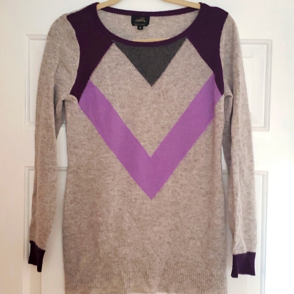 Lochleven Cashmere Sweater purple and gray size medium